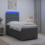 Letto Box Spring LED con Materasso Grigio Scuro 80 x 200 cm 3455728