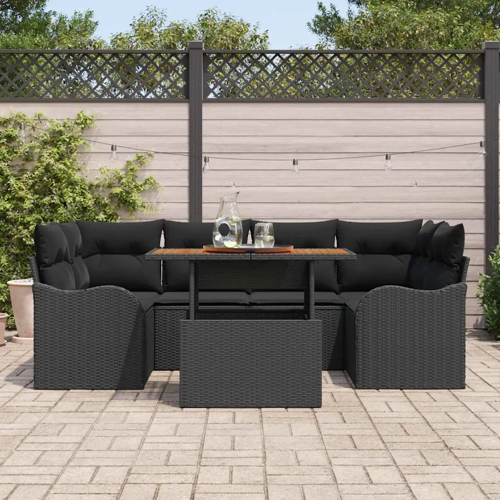 Set Divano da Giardino con cuscino 7 pcs Nero 3349414