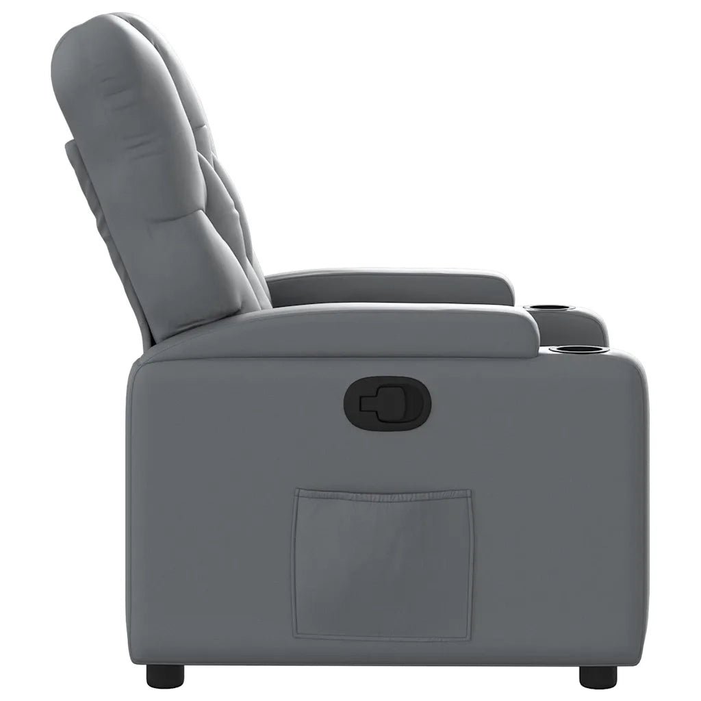 Poltrona | Sedia Relax Reclinabile Grigia in Similpelle