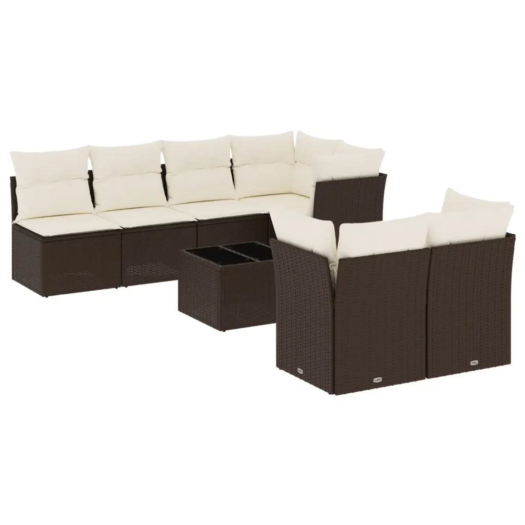 Set Divani da Giardino 8 pz con Cuscini Marrone in Polyrattan 3249142
