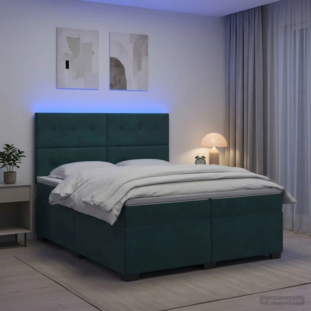 Letto box spring con materasso Verde Scuro 200 x 200 cm Velluto 3455177