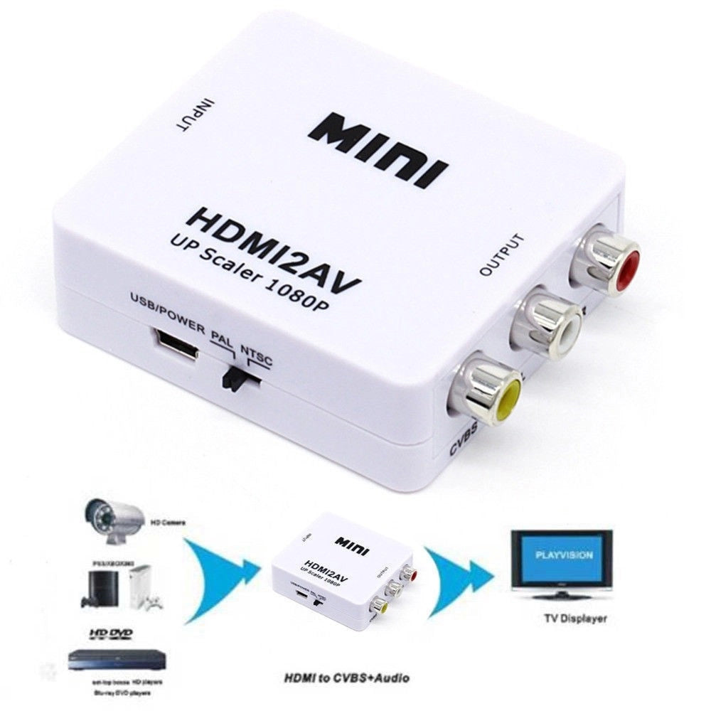 Trade Shop - Mini Convertitore Adattatore Video Audio Da Hdmi Av Rca Hdmi2av 1080p -