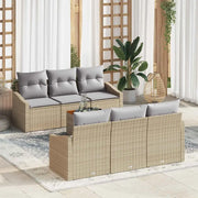 Set Divano da Giardino 7 pcs Beige e Grigio Chiaro polyrattan 3356446