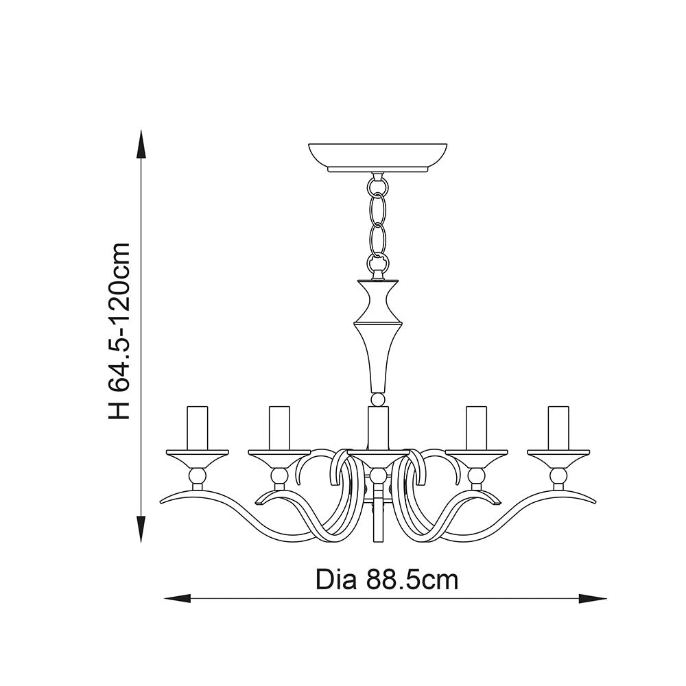 Lampadario a sospensione Kora ottone antico 8xE14 Endon