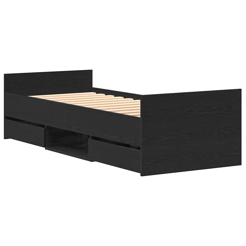 Struttura del letto con testiera-Giroletto con Testiera Rovere Nero 193 x 78 x 50 cm