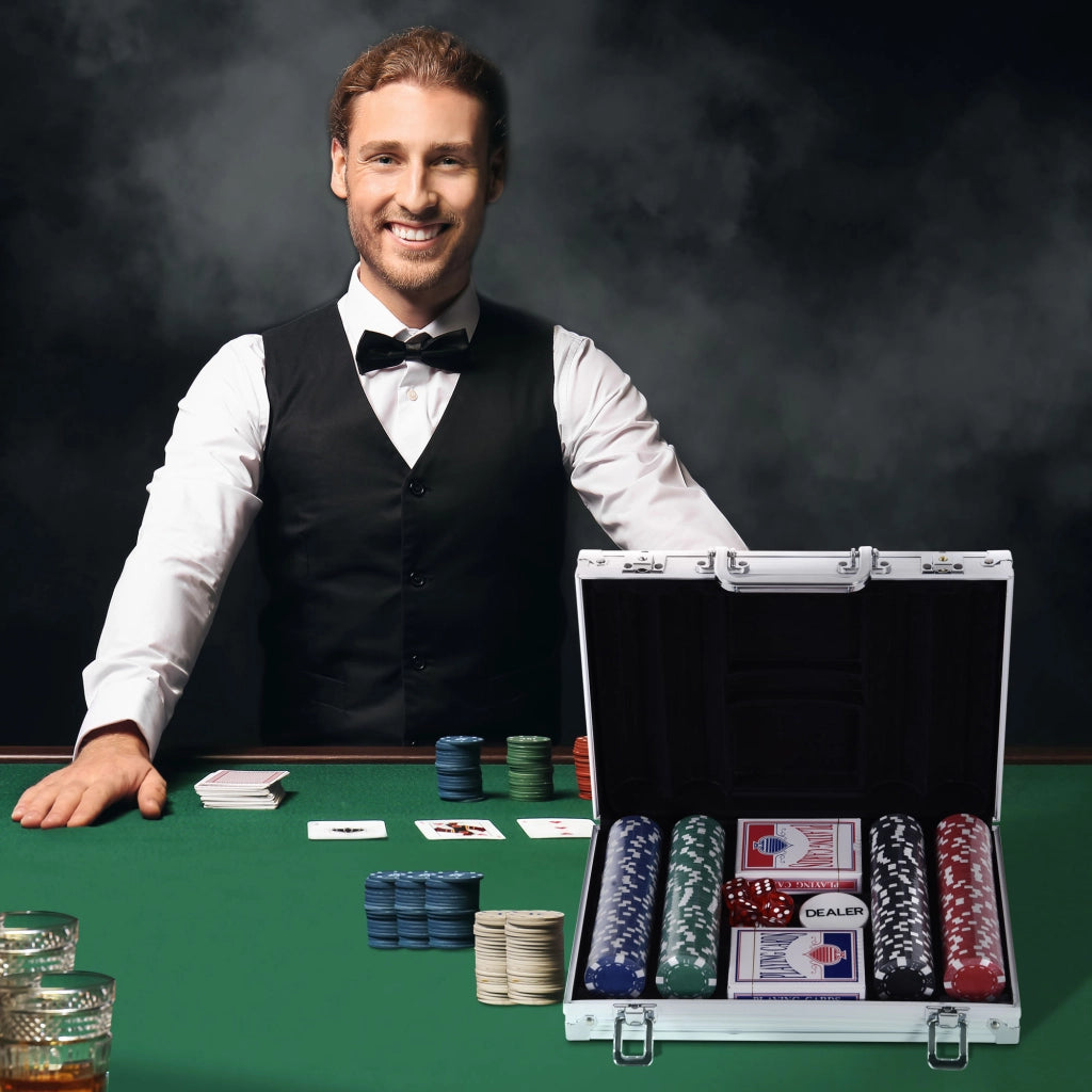 Set di Poker con Fichas e Dadi ¨C Minimal ¨C 29,5x20,5x6,5 cm Multicolore