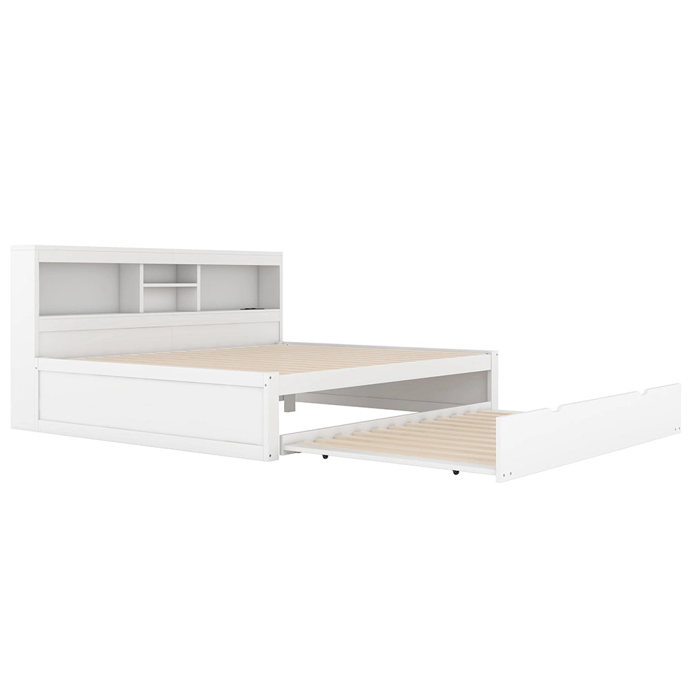 Divano letto daybed - Xylo - 140x200 cm LED USB contenitore bianco