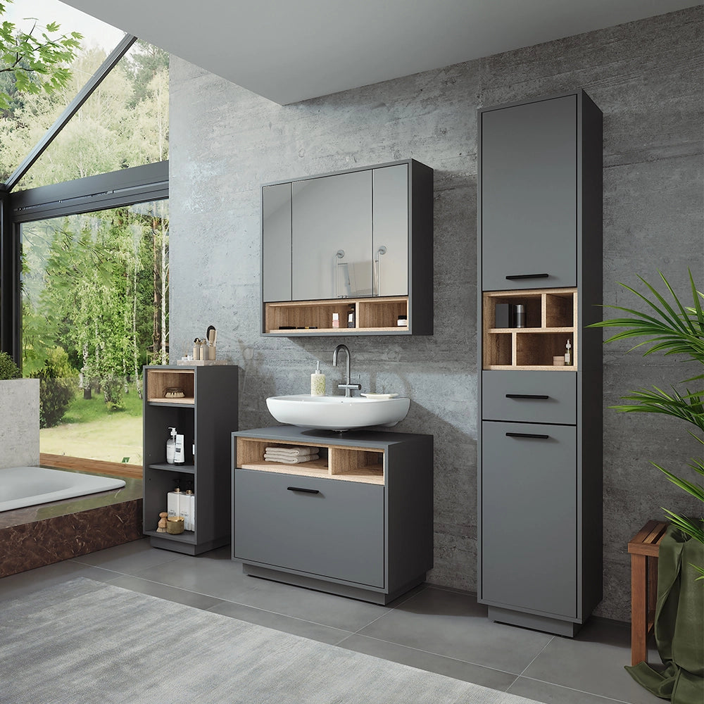 Vicco Set di mobili da bagno Antracite/Sonoma Set 4
