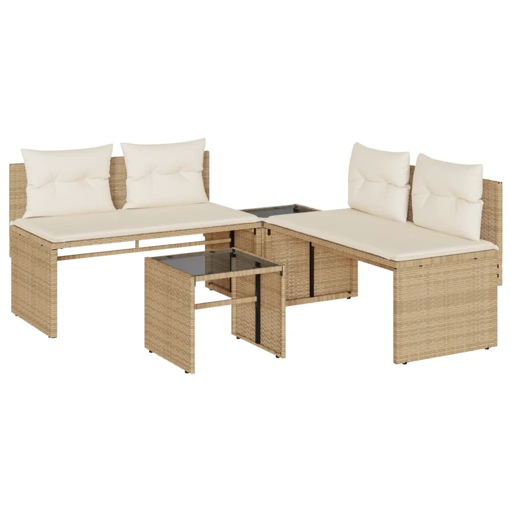 Set Divano da Giardino 4 pz con Cuscini Beige in Polyrattan 4003882