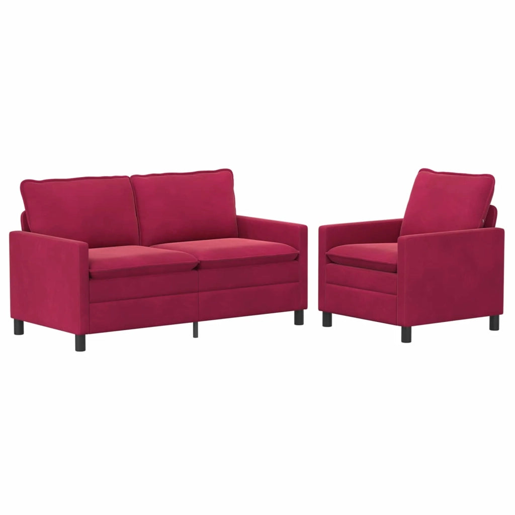 Set di divani 2 pcs Rosso Vino Velluto 3417071