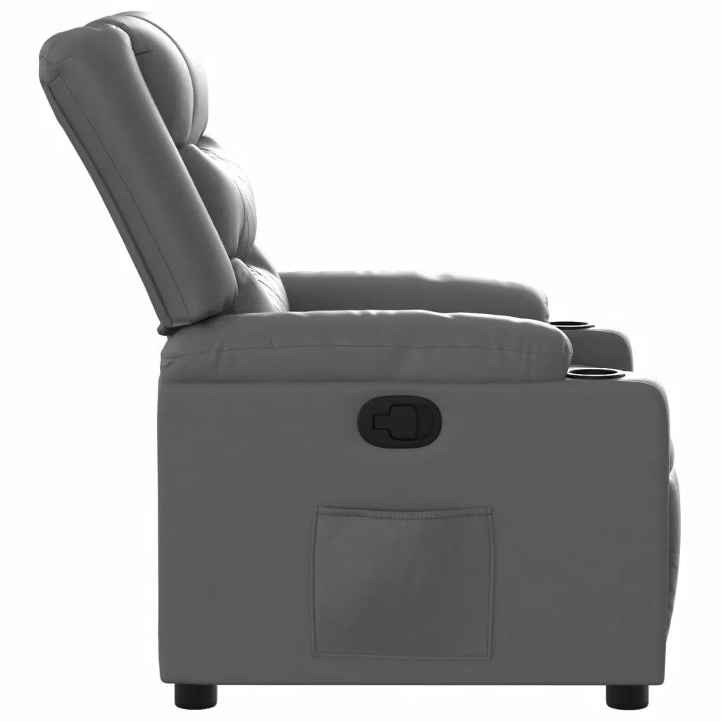 Poltrona Reclinabile Grigia in Similpelle 374122