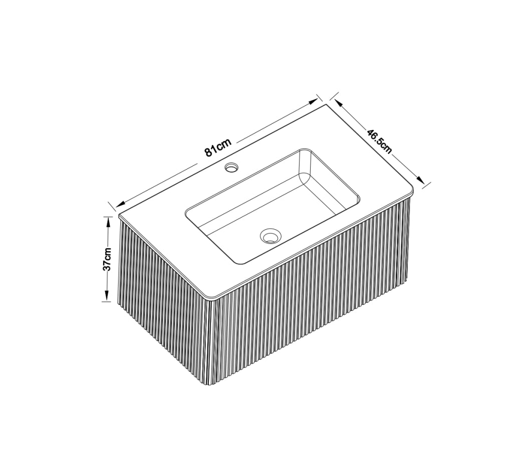 Mobile bagno con lavabo 80 cm con base sospesa, design moderno effetto rovere, cassetti push-to-open, preassemblato