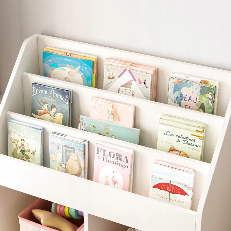 Libreria per bambini, portagiochi, ideale per organizzare libri e giocattoli.
