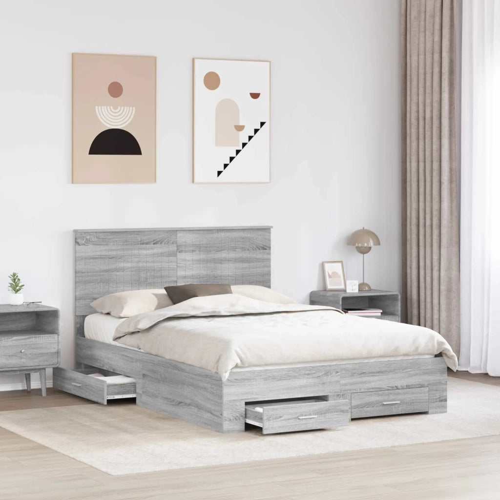 Struttura del letto con testiera Grigio Sonoma 135 x 190 cm 3411319