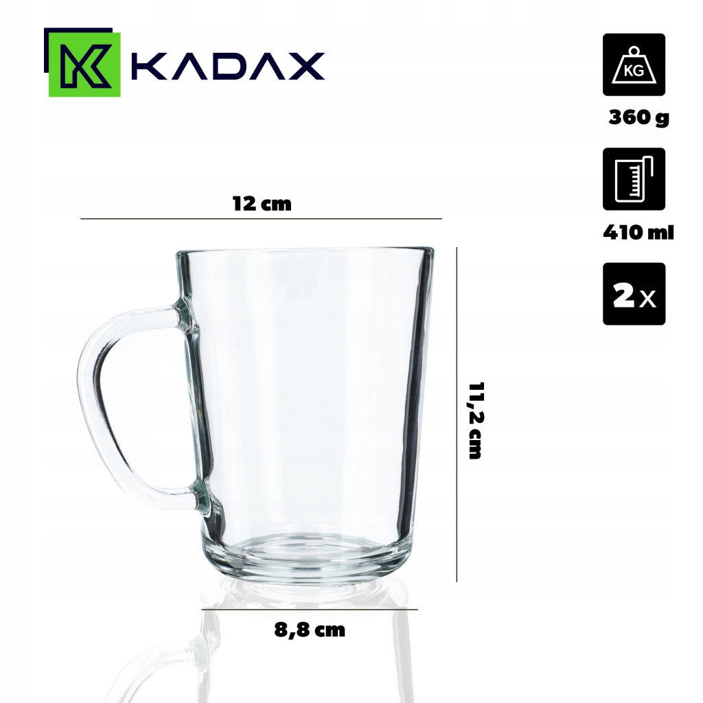 Set di 2 bicchieri da caffè/tè KADAX da 410 ml con manico.