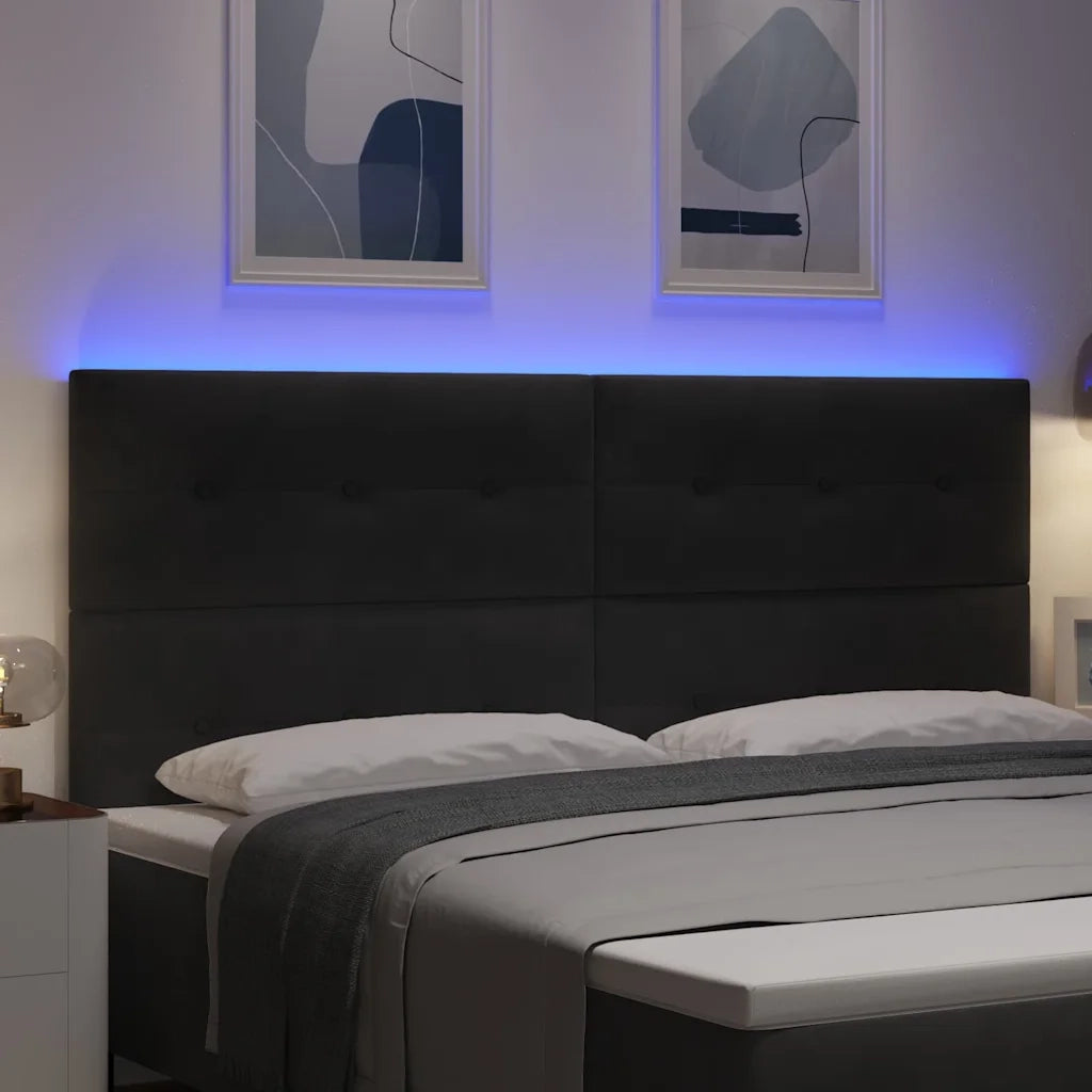 Testiera | Testata LED con strisce LED Nero 200 cm Velluto