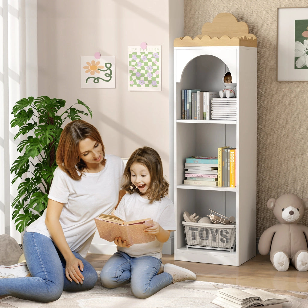 Libreria per Bambini a 3 Livelli ¨C zephmum ¨C Bianco e Naturale