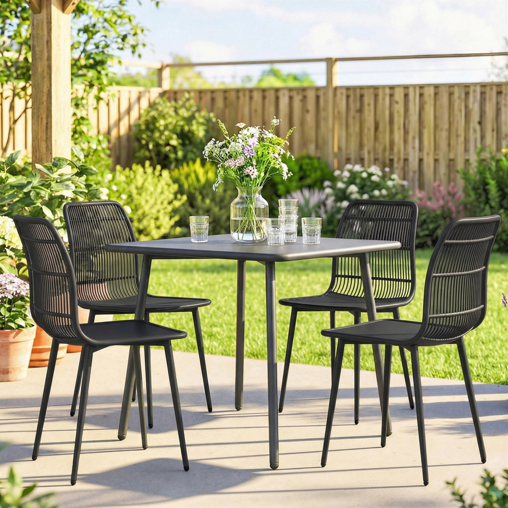 Set 4 Sedie da Giardino Esterno con Schienale ¨C Xylo ¨C Nero
