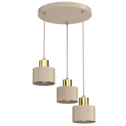 Lampada sospesa Parkla 3 luci E27 beige oro Luminex