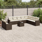 Set Divani da Giardino 11 pz con Cuscini Polyrattan Marrone 3251520