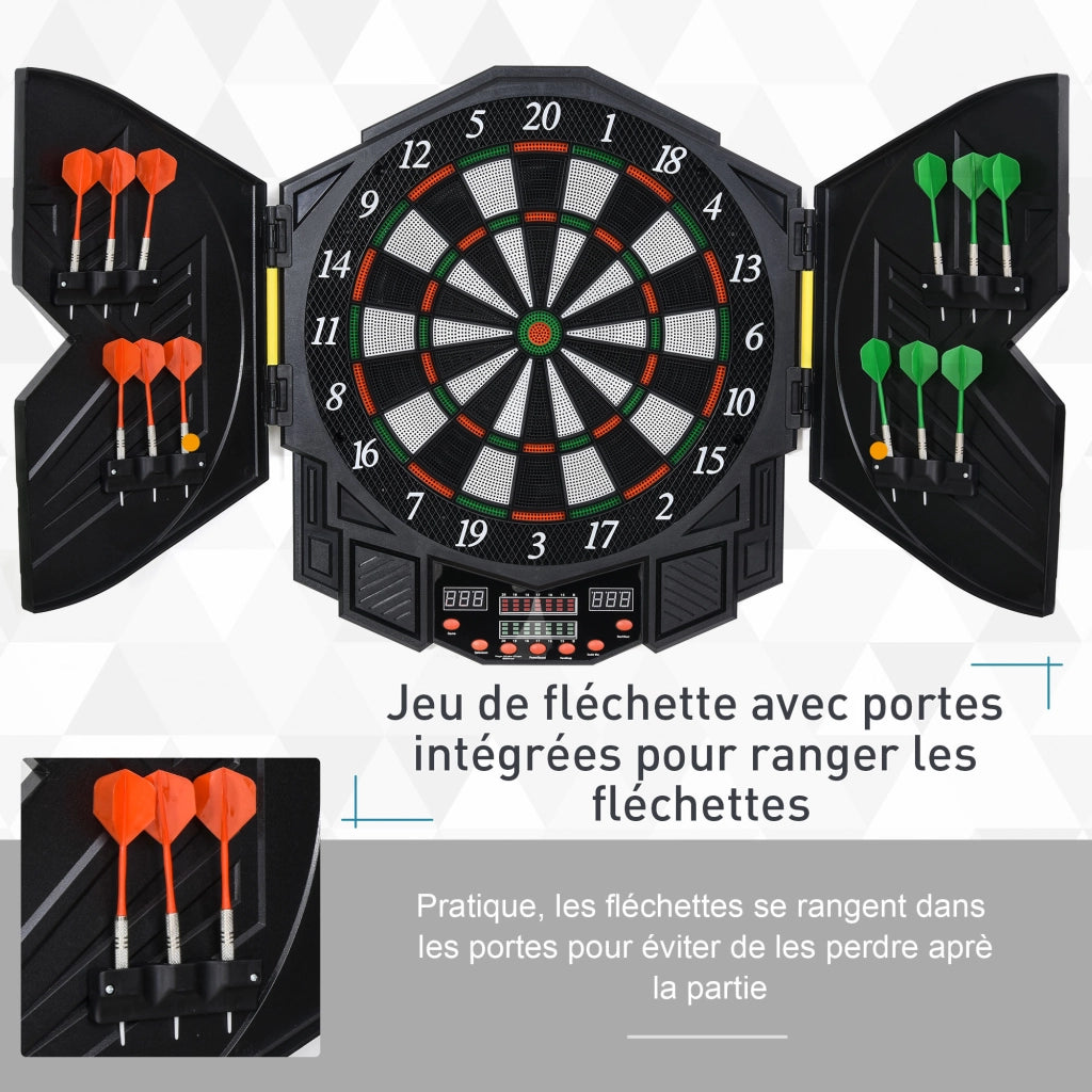 Bersaglio Freccette Elettronico ¨C Xylo ¨C 27 Giochi 8 Giocatori LED Nero