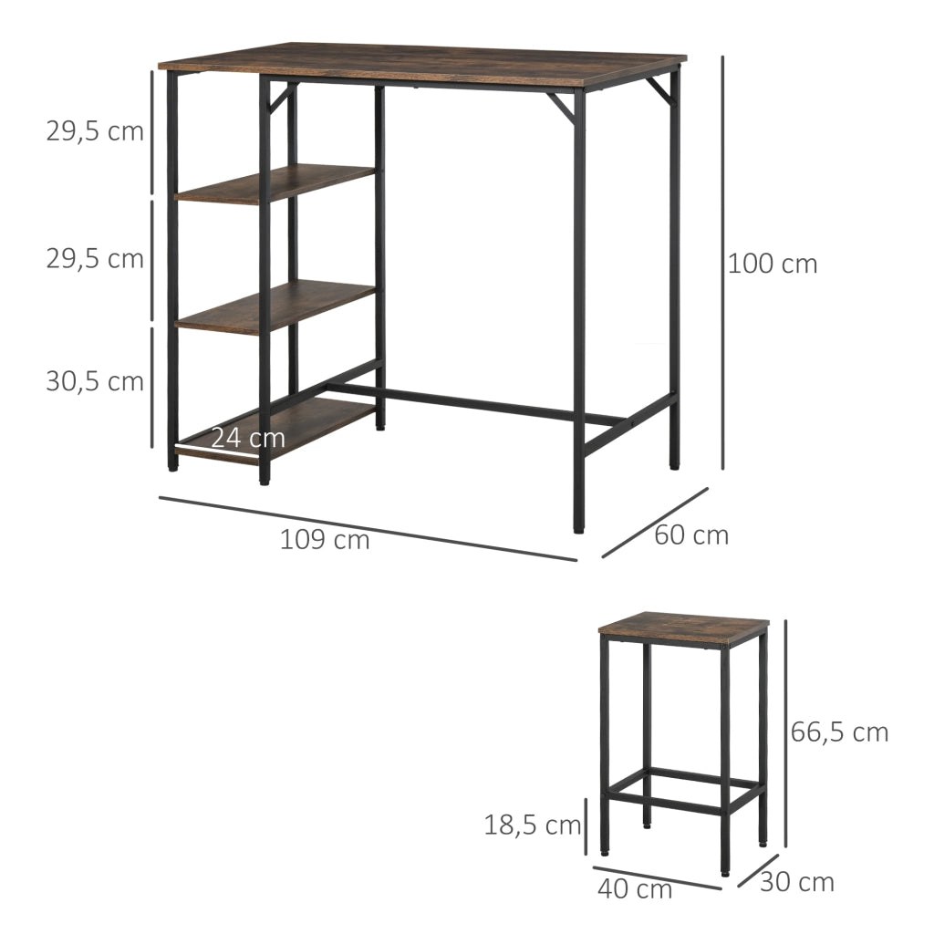 Tavolo da bar con sgabelli ¨C zephmum ¨C 109x60x100 cm marrone r¨²stico