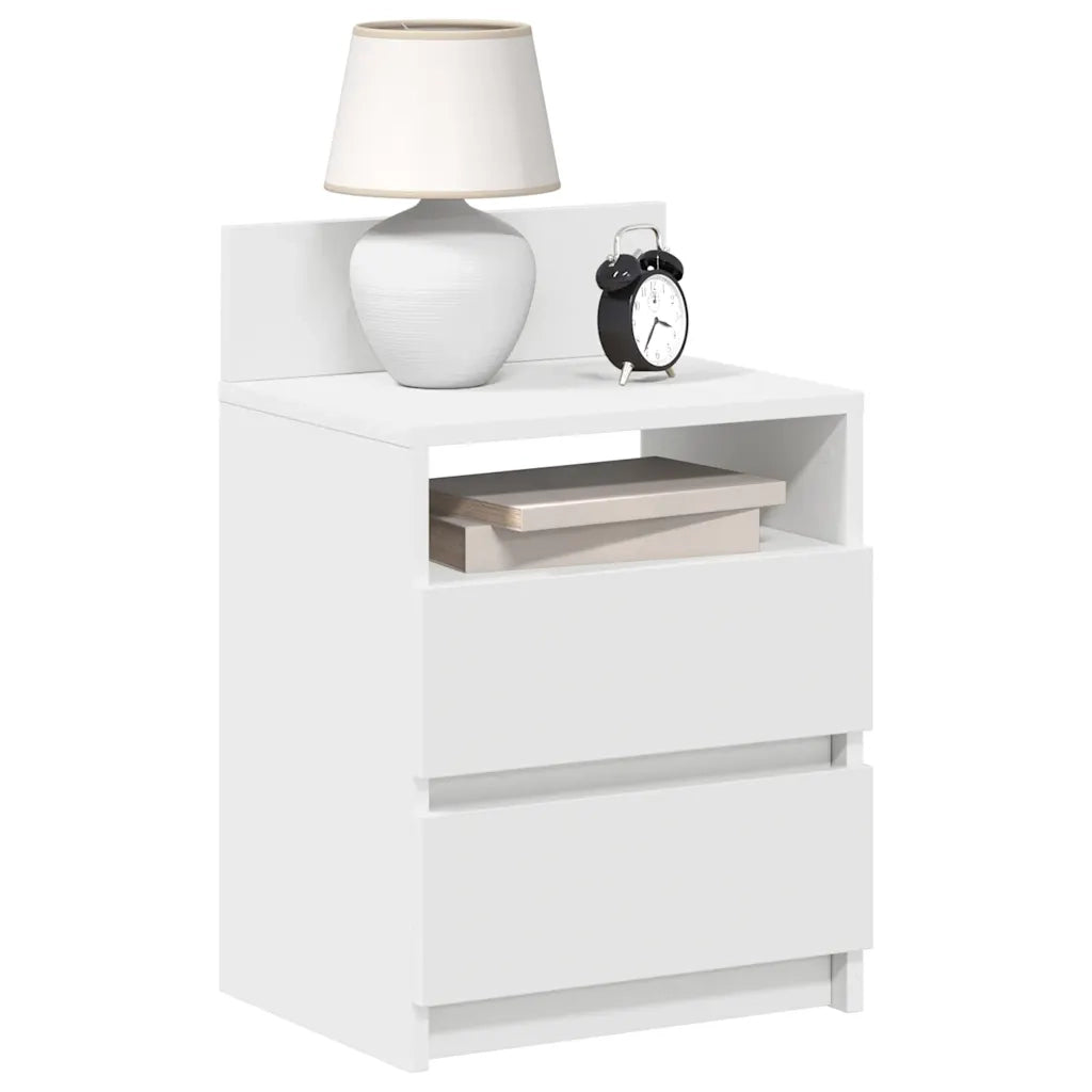 Comodini 2 pz con 2 Cassetti Bianchi 40x33x60 cm 858561
