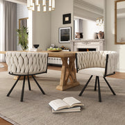 SEDIA da pranzo girevole 360° in velluto beige Set da 2 pezzi