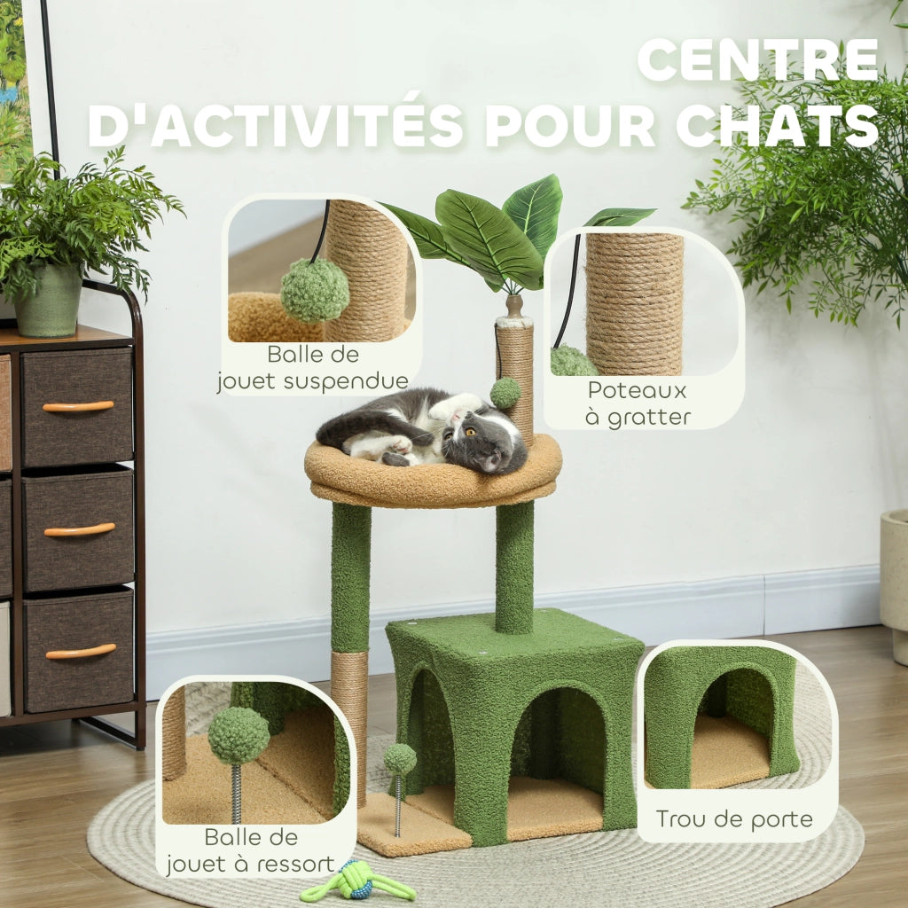 Albero per gatti con gioco ¨C Minimal ¨C verde 44x30x98 cm