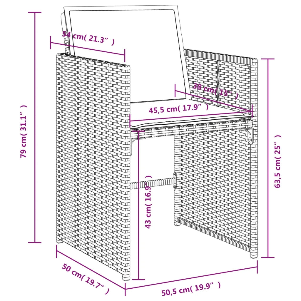 Set da pranzo da giardino da 13 pz con Cuscini in Polyrattan Grigio 3277896