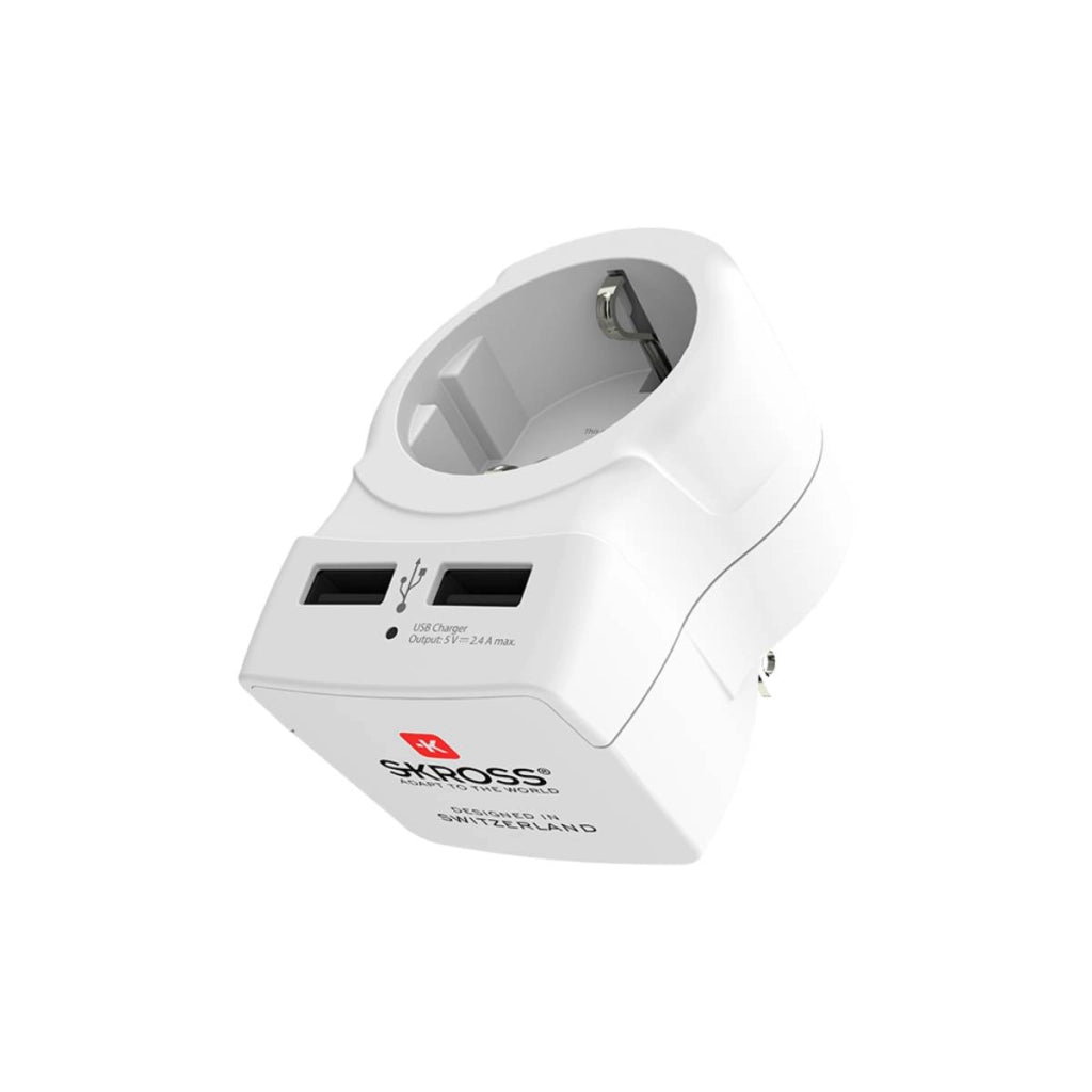 Adattatore da viaggio Europa - USA con 2 USB 15A Bianco Skross
