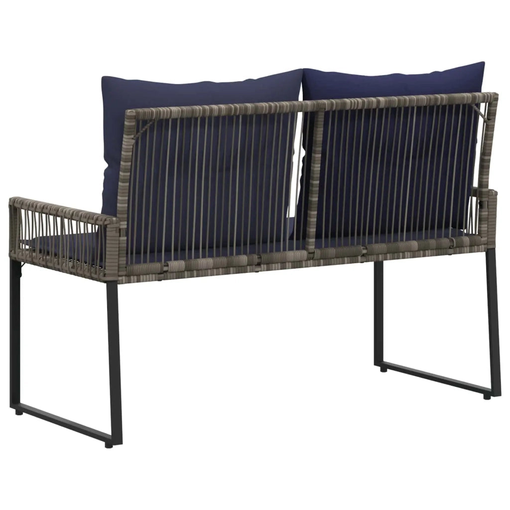 Panchina da esterno 4 pcs Grigio e Blu Navy polyrattan 42025162
