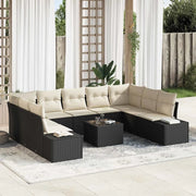 Set Divano da Giardino 9 pcs Nero e Crema Polyrattan 3355896