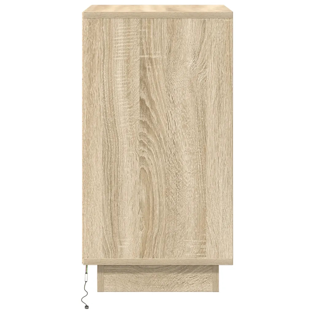 Comodino con Luci LED Rovere Sonoma 38x34x65 cm 861303