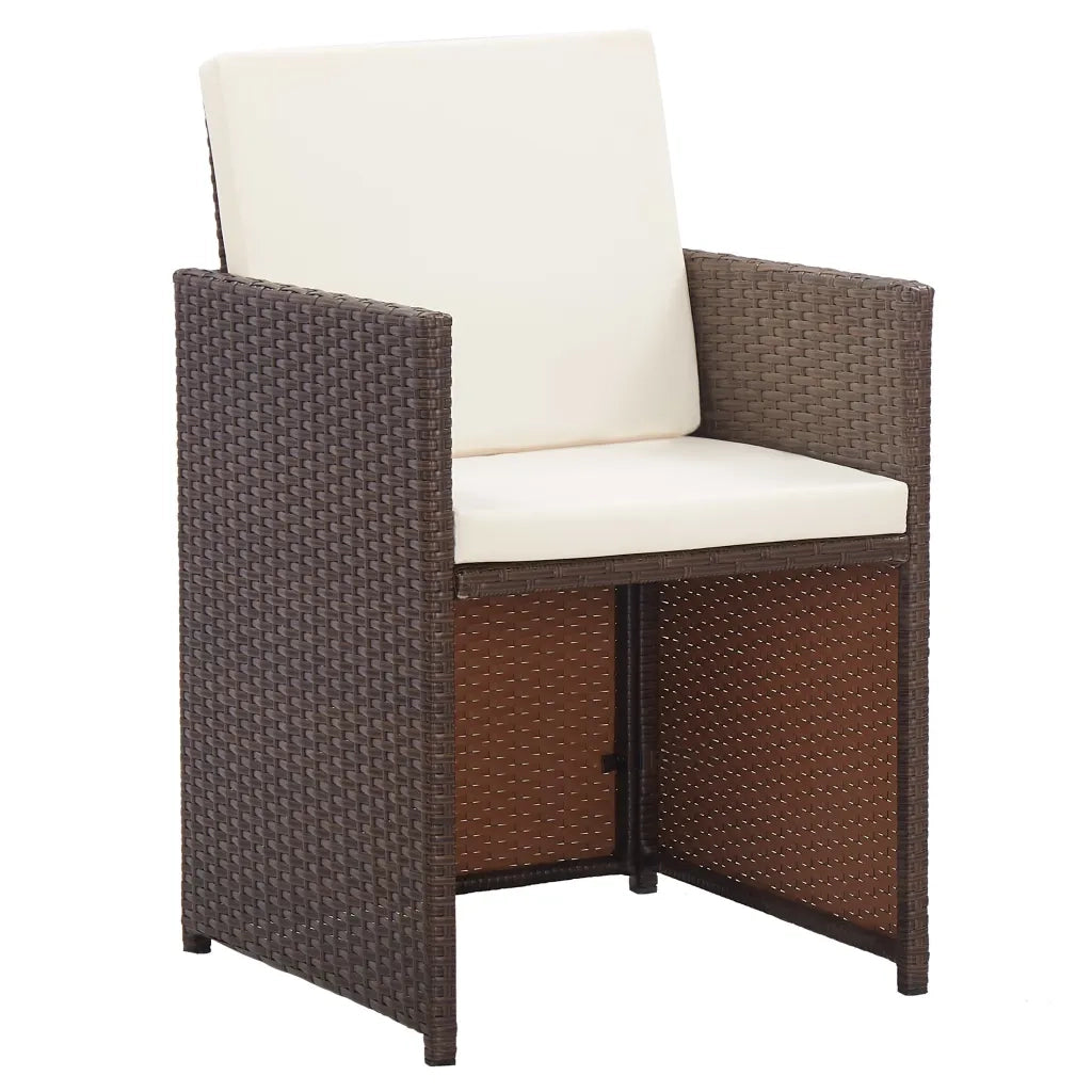 Set da Pranzo da Giardino 17 pz con Cuscini Polyrattan Marrone 46428
