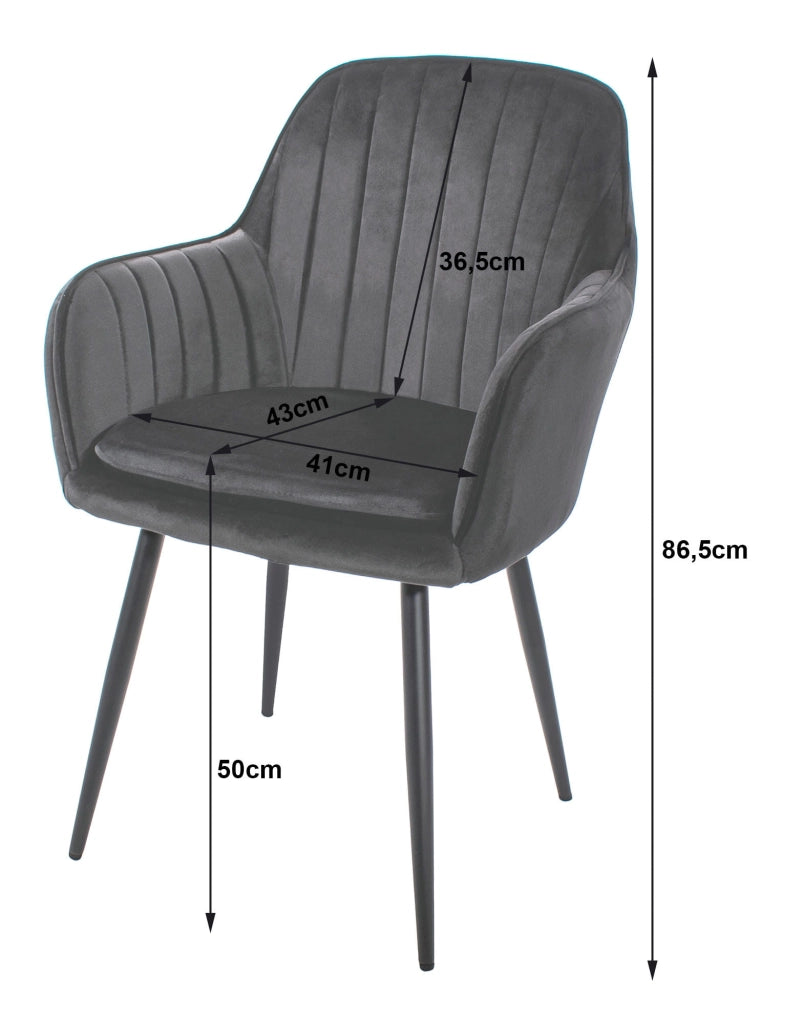 Sedia VALORA LUGO - Velluto grigio scuro con gambe nere x2