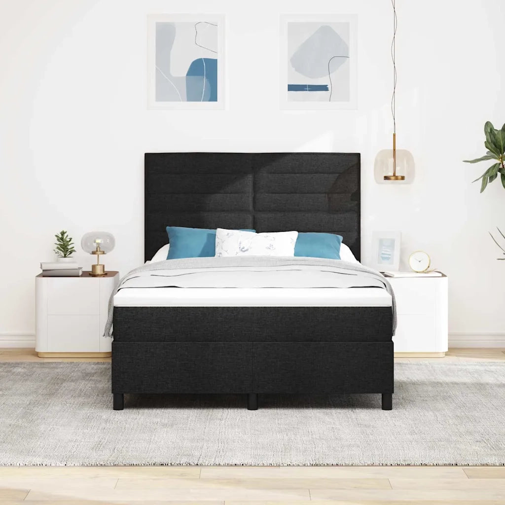 Letto a molle con materasso con led Nero 140 x 190 cm Tessuto