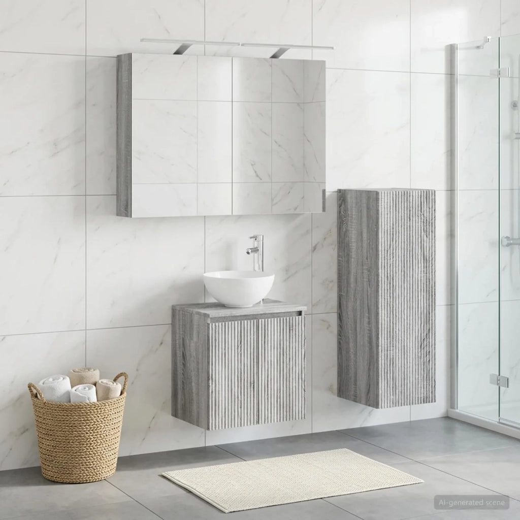 Set di mobili per il bagno 4 pz Sonoma grigio 3407412