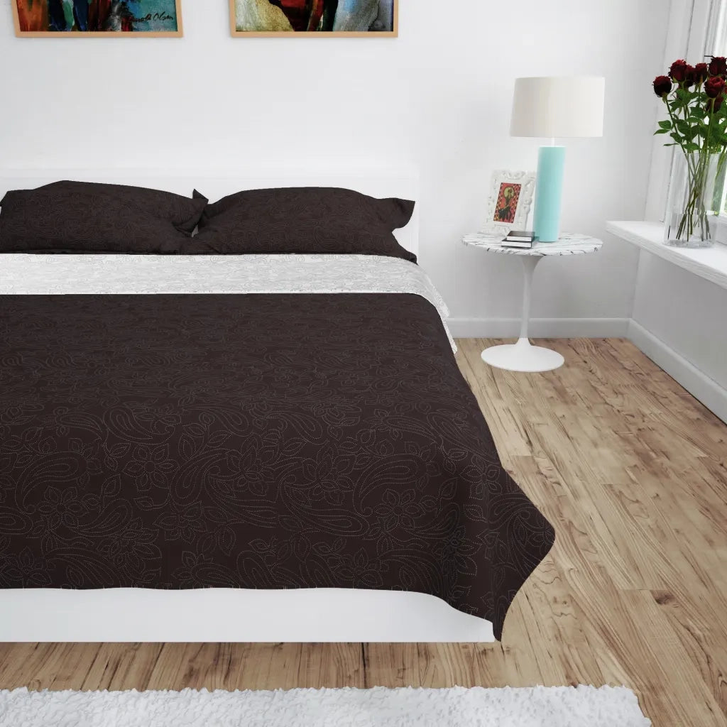 Copriletto Double-Face Trapuntato 220x240 cm Crema e Marrone 132963