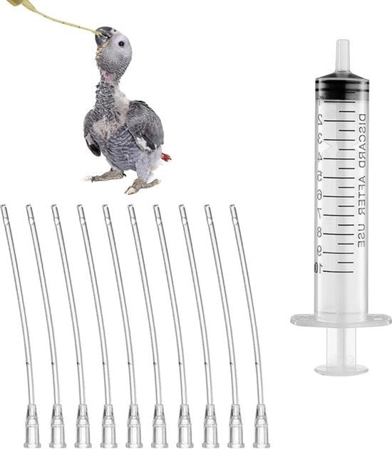 Set di 10 serbatoi con tubo - iniettore 10 ml - 10 ml - per giovani uccelli - iniettore 10 ml - per animali domestici - alimentazione e somministrazione di acqua - somministrazione di farmaci