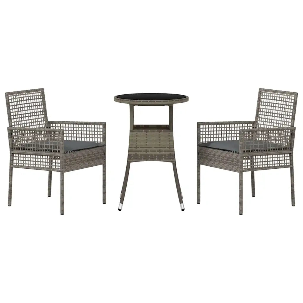 Set da Pranzo per Giardino 3 pz | Set Salotto da Giardino Grigio polyrattan