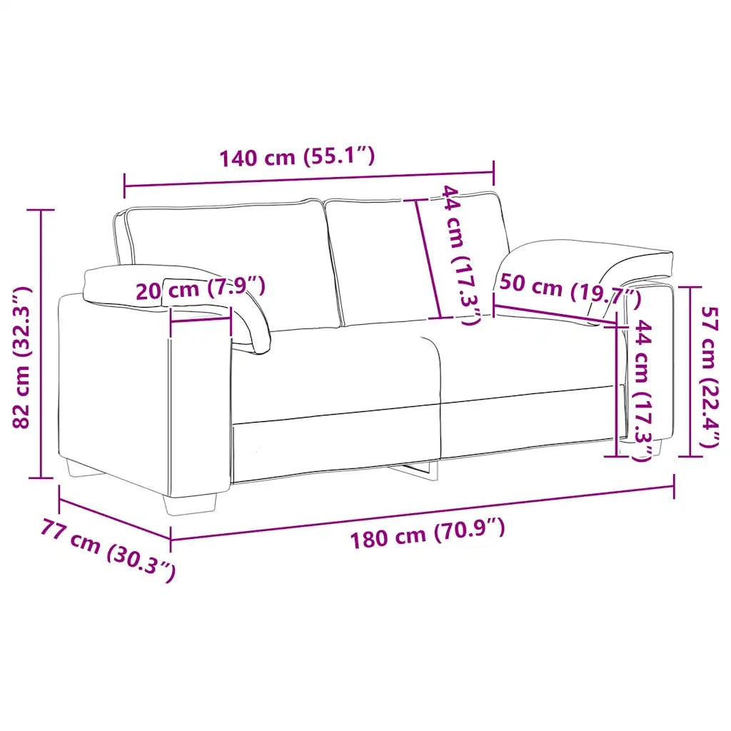 Divano Divanetto Crema 180x77x82 cm in Velluto 4105275