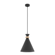 Lampada a sospensione ZERO nera legno 1xE27 Emibig