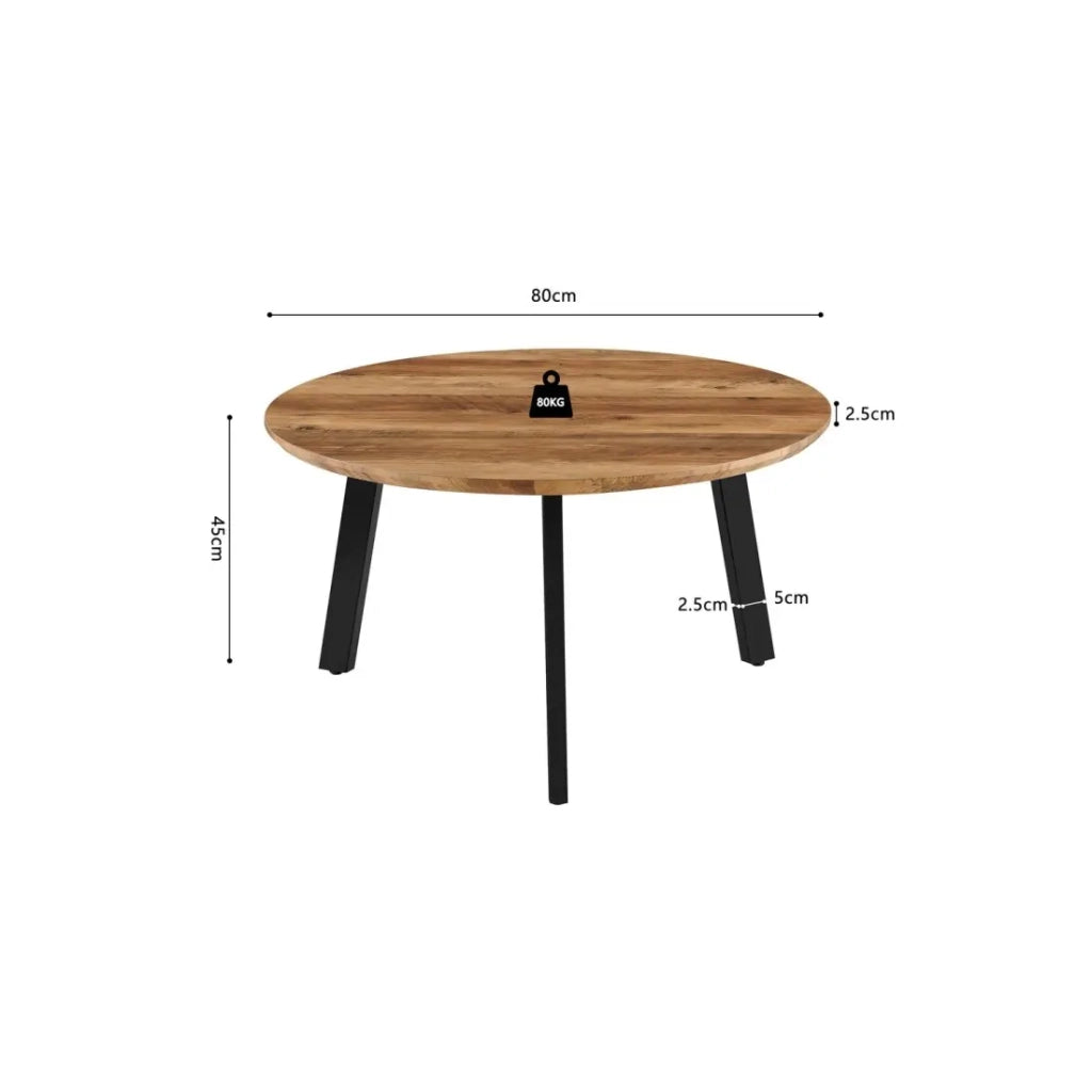 Set di 2 tavolini TUNIS - Colore legno di mango - MDF & metallo - Stile industriale e armonioso