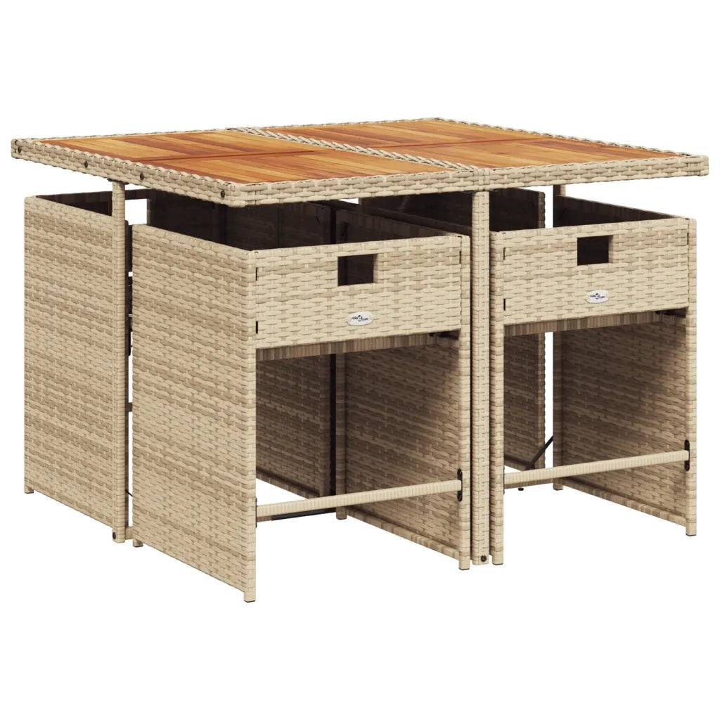 Set da Pranzo da Giardino 5 pz con Cuscini Beige in Polyrattan 3277851