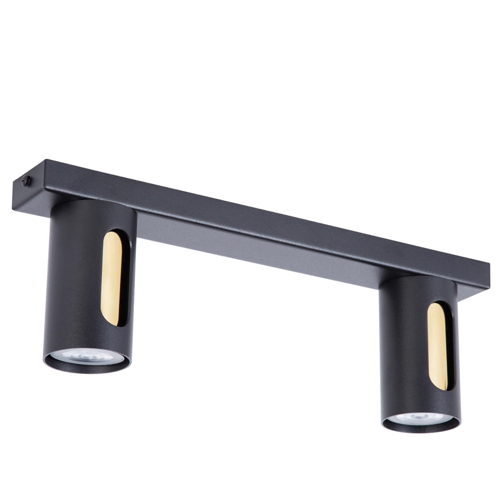 Plafoniera moderna a barra 38cm nero-oro 2xGU10 Sigma