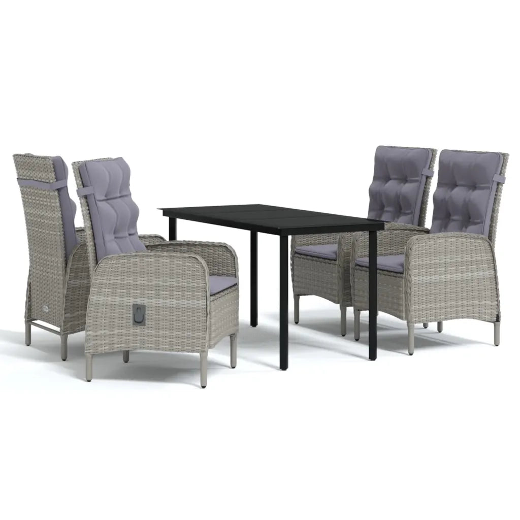Set da Pranzo da Giardino 5 pz con Cuscini Grigio e Nero 3099361