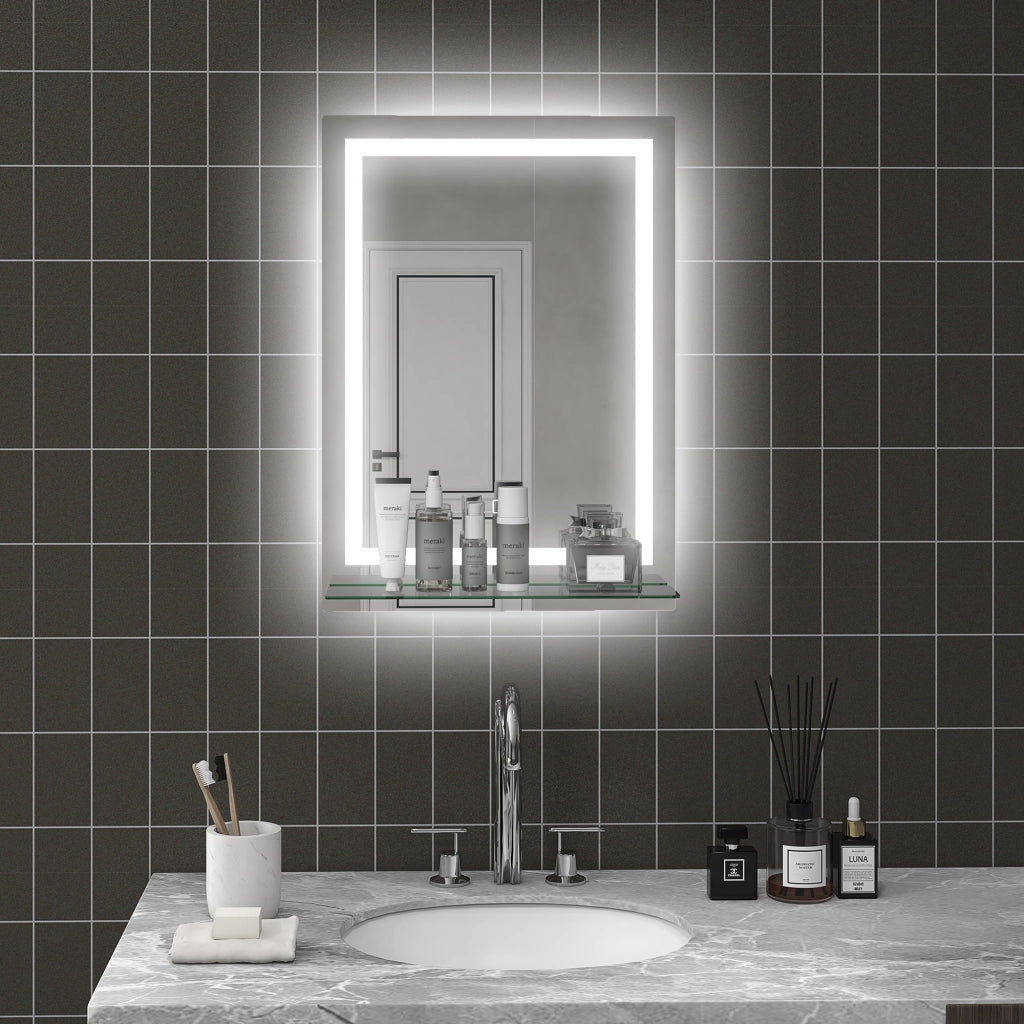 Specchio LED con Ripiano Integrato ¨C Minimal ¨C Grigio 60x30x15