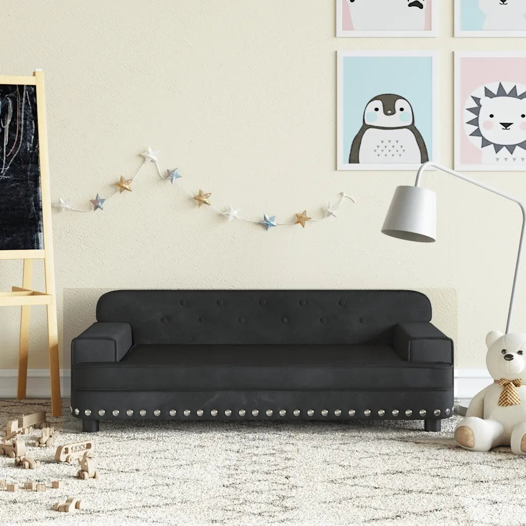 Divano per Bambini-Sofa-Divanetto Nero 90x53x30 cm in Velluto