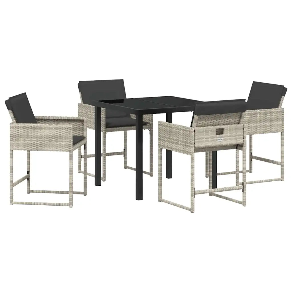 Set da Pranzo per Giardino 5 pcs Grigio chiaro polyrattan
